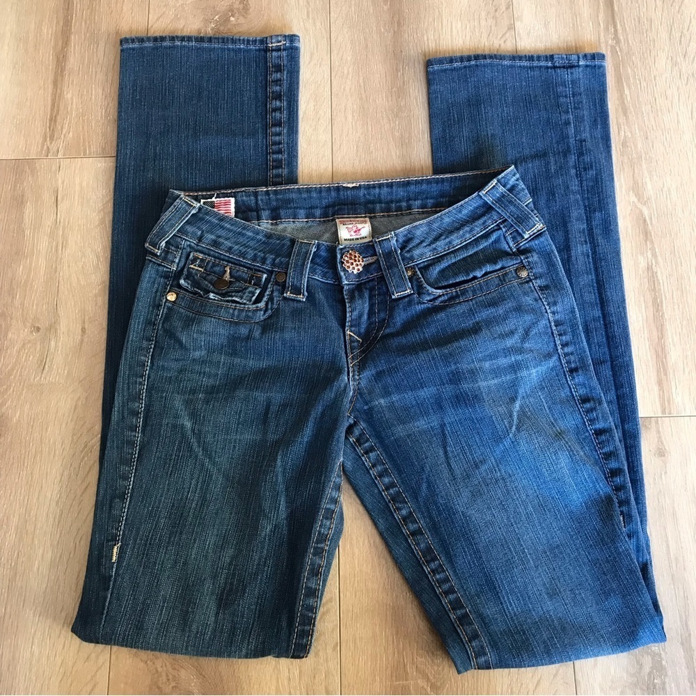 True Religion Jeans Blingy buttons amber rhinestones Y2K - Picture 5 of 13
